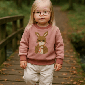 Sweatshirt Hasenstickerei mit Brille