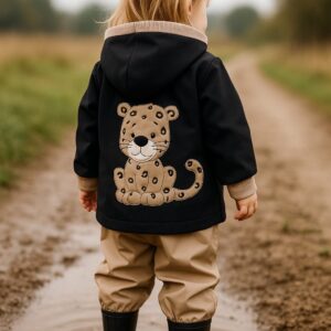Softshelljacke Leopard schwarz